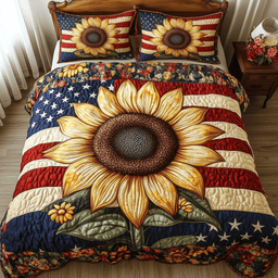 Patriotic Sunflower 3-Piece Quilted Bedding Set GFTOTP1175
