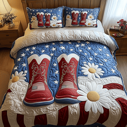 Patriotic Cowboy Boots 3-Piece Quilted Bedding Set GFTOTP1545