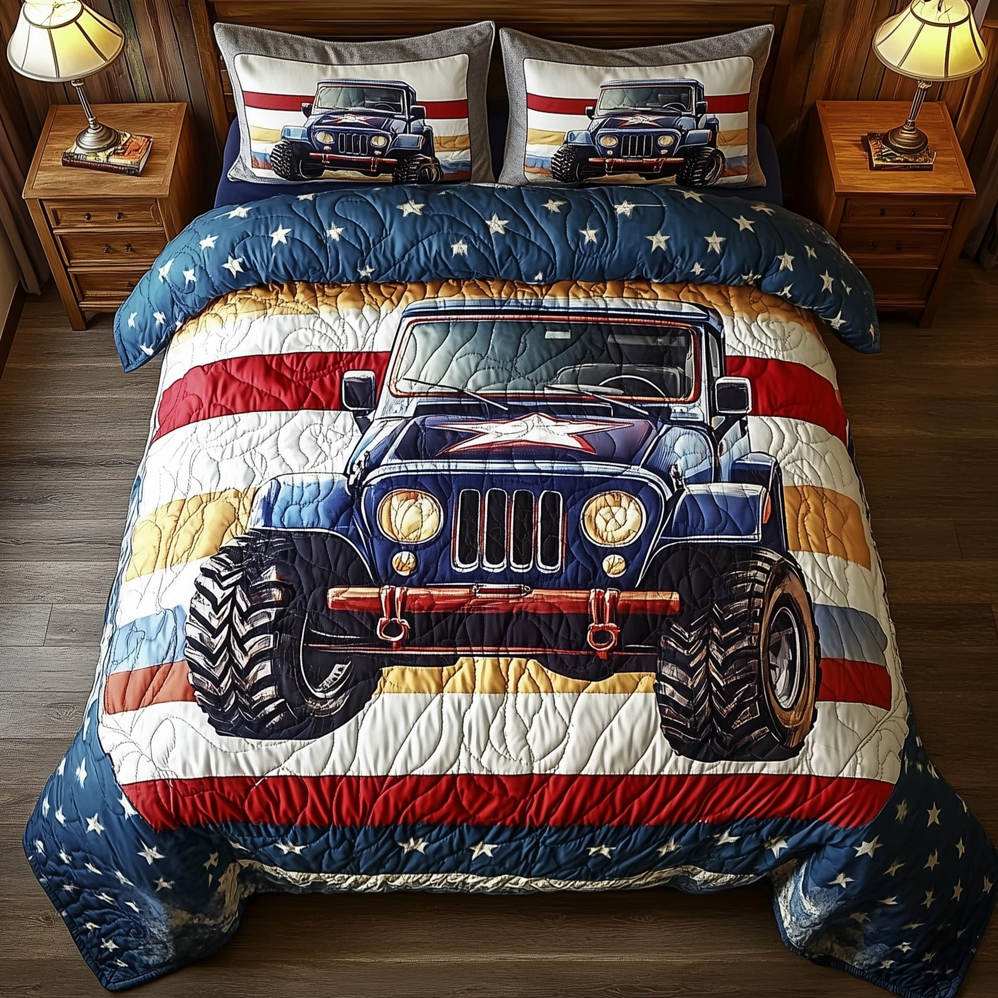 Patriotic Chase 3-Piece Quilted Bedding Set GFTONT661