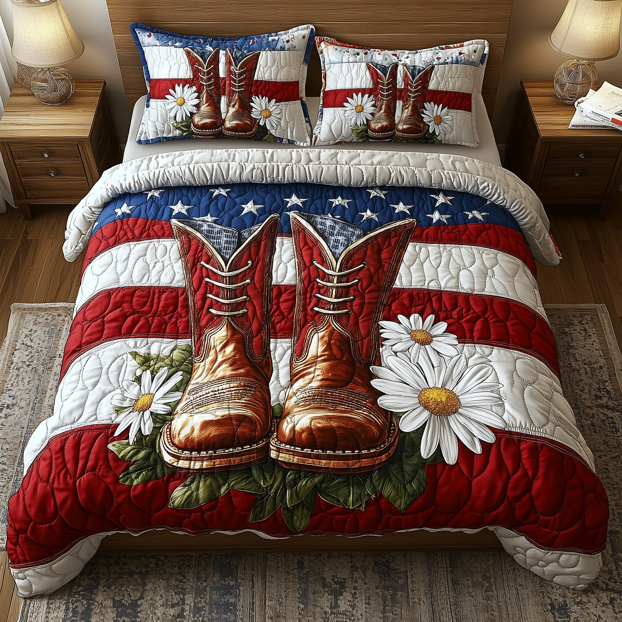 Patriot Floral Boost 3-Piece Quilted Bedding Set GFTONT792