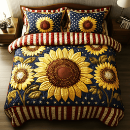 Patriotic Sunflower 3-Piece Quilted Bedding Set GFTOTP1177