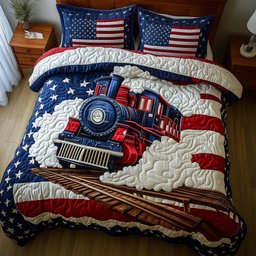 Patriotic Tracks 3-Piece Quilted Bedding Set GFTONT727