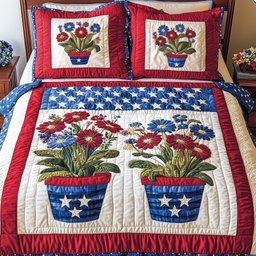 Patriotic Floral 3-Piece Quilted Bedding Set GFTONT803