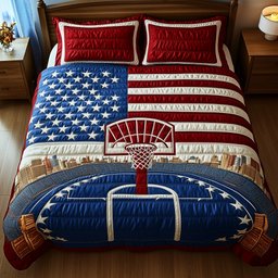 Patriotic Dunk Zone 3-Piece Quilted Bedding Set GFTOHD7622
