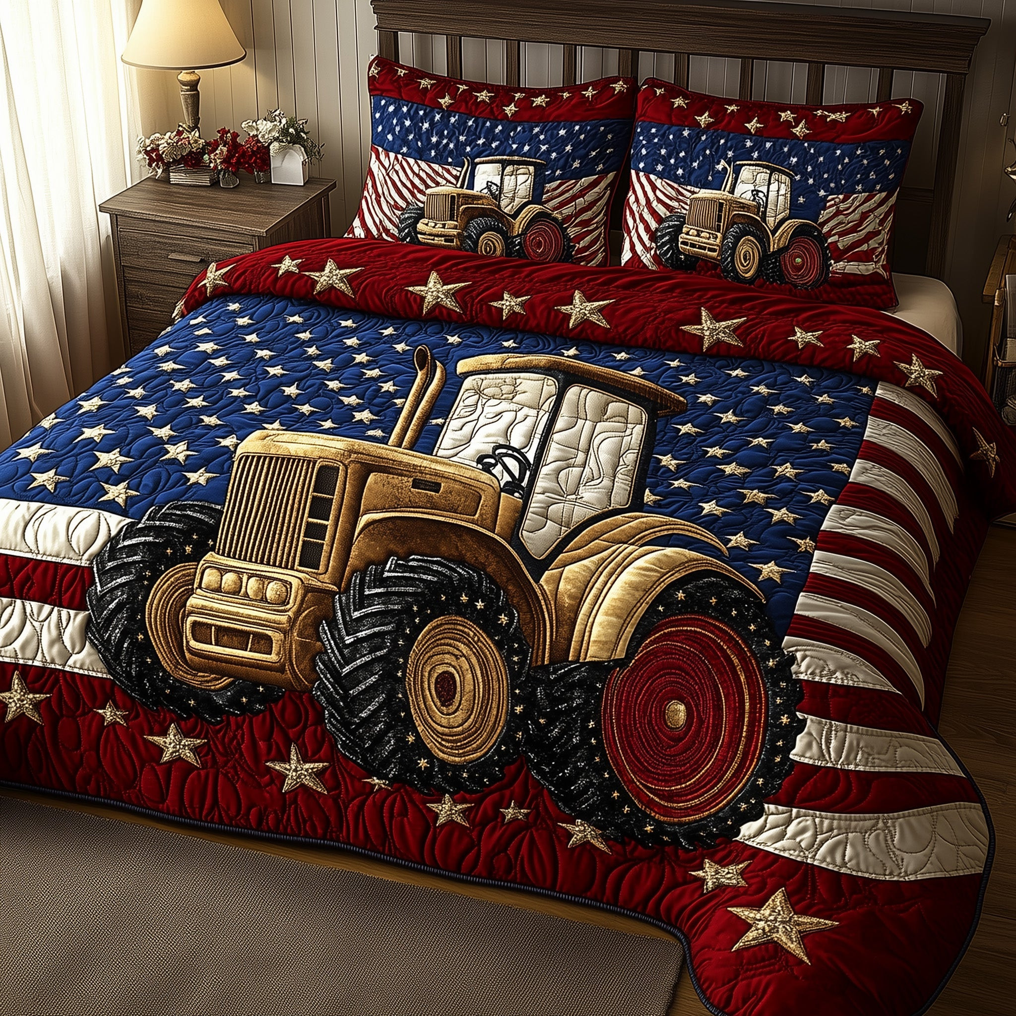 Rustic Patriot Farm 3-Piece Quilted Bedding Set GFTOTP5927