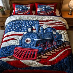 Patriotic Tracks 3-Piece Quilted Bedding Set GFTONT729