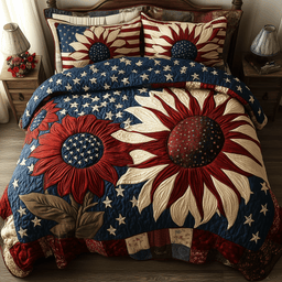 Patriotic Sunflower 3-Piece Quilted Bedding Set GFTOTP1174