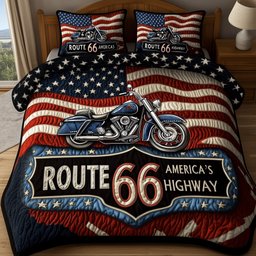Route 66 American 3-Piece Quilted Bedding Set GFTOMA999