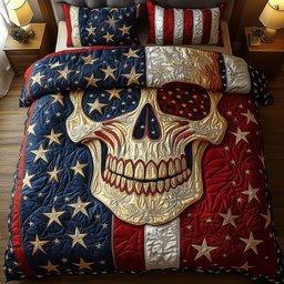 American Spirit Skull 3-Piece Quilted Bedding Set GFTOTP5918