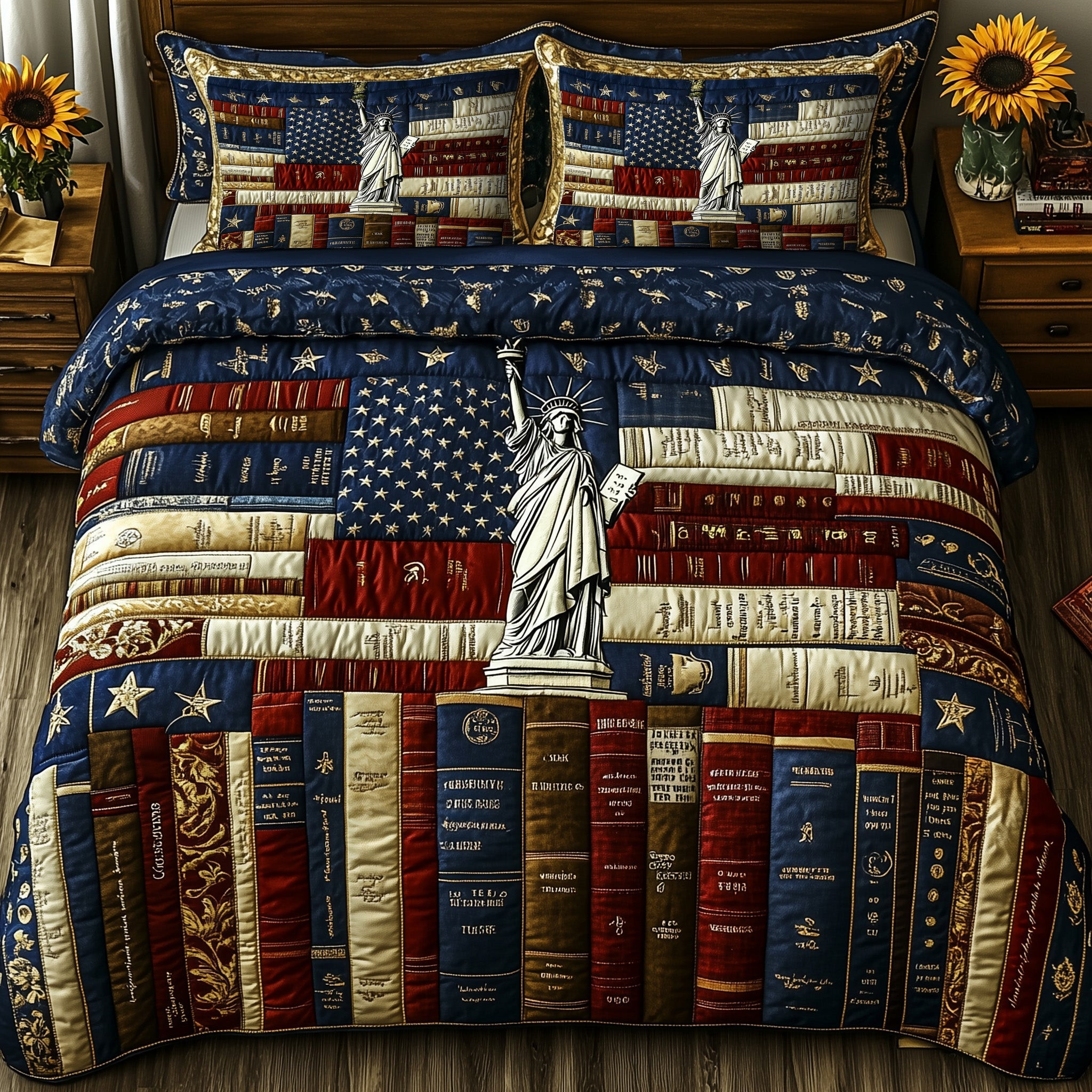 Liberty Dies Where Books Are Banned 3-Piece Quilted Bedding Set GFTOHD5429