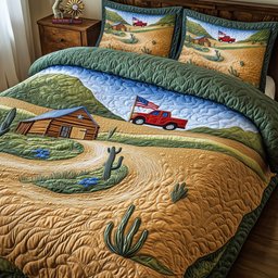 Texas Country Road 3-Piece Quilted Bedding Set GFTOHD7695