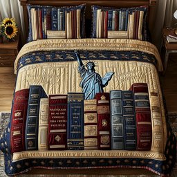 Liberty Dies Where Books Are Banned 3-Piece Quilted Bedding Set GFTOHD5430