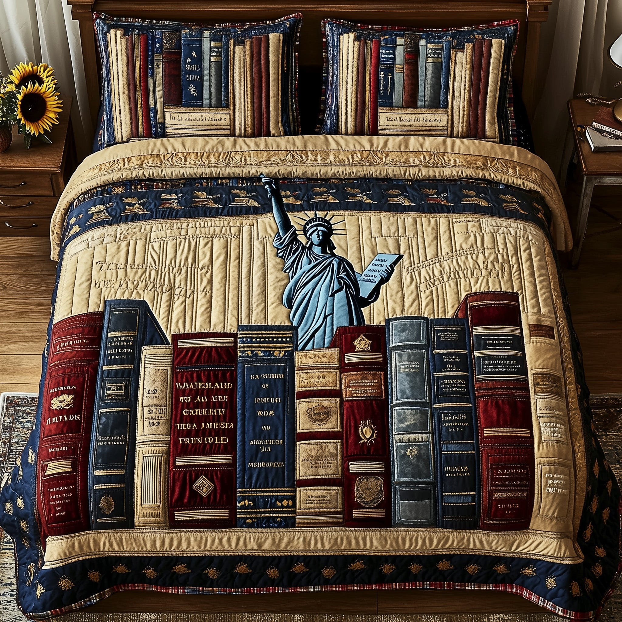 Liberty Dies Where Books Are Banned 3-Piece Quilted Bedding Set GFTOHD5430