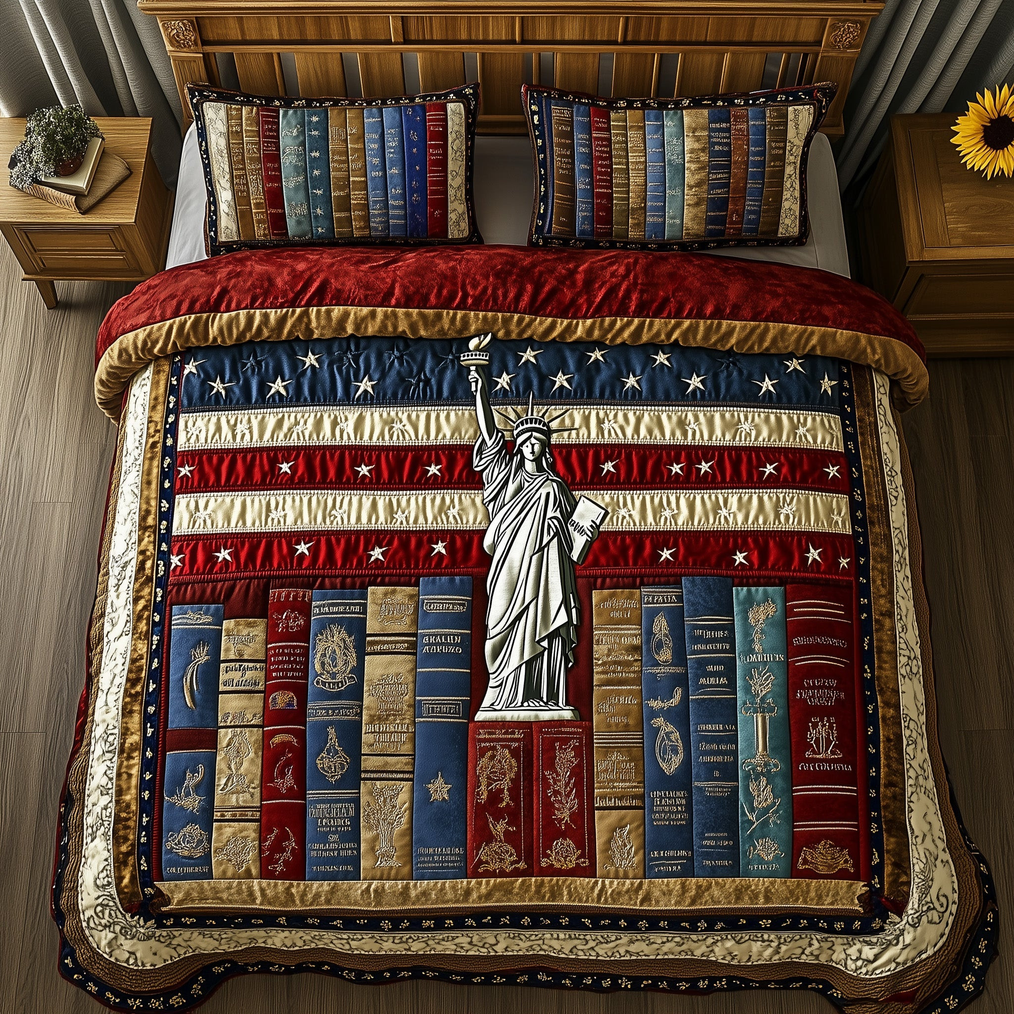 Liberty Dies Where Books Are Banned 3-Piece Quilted Bedding Set GFTOHD5428