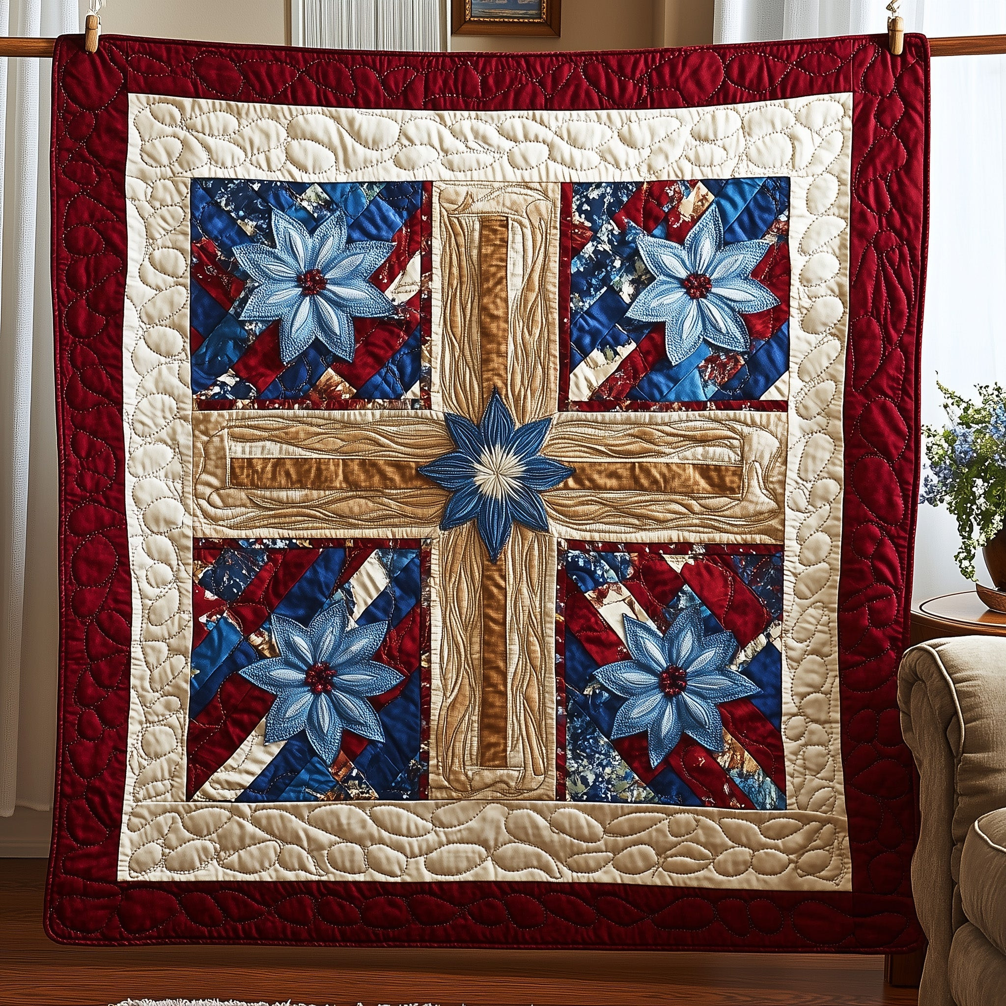 Cross of Liberty Quilted Blanket GFTOTP6338