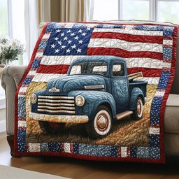 Patriotic America Truck Quilted Blanket GFTONL2780