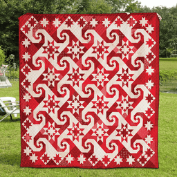 Gorgeous Snail's Tail Red And White Quilted Blanket GFTONL071