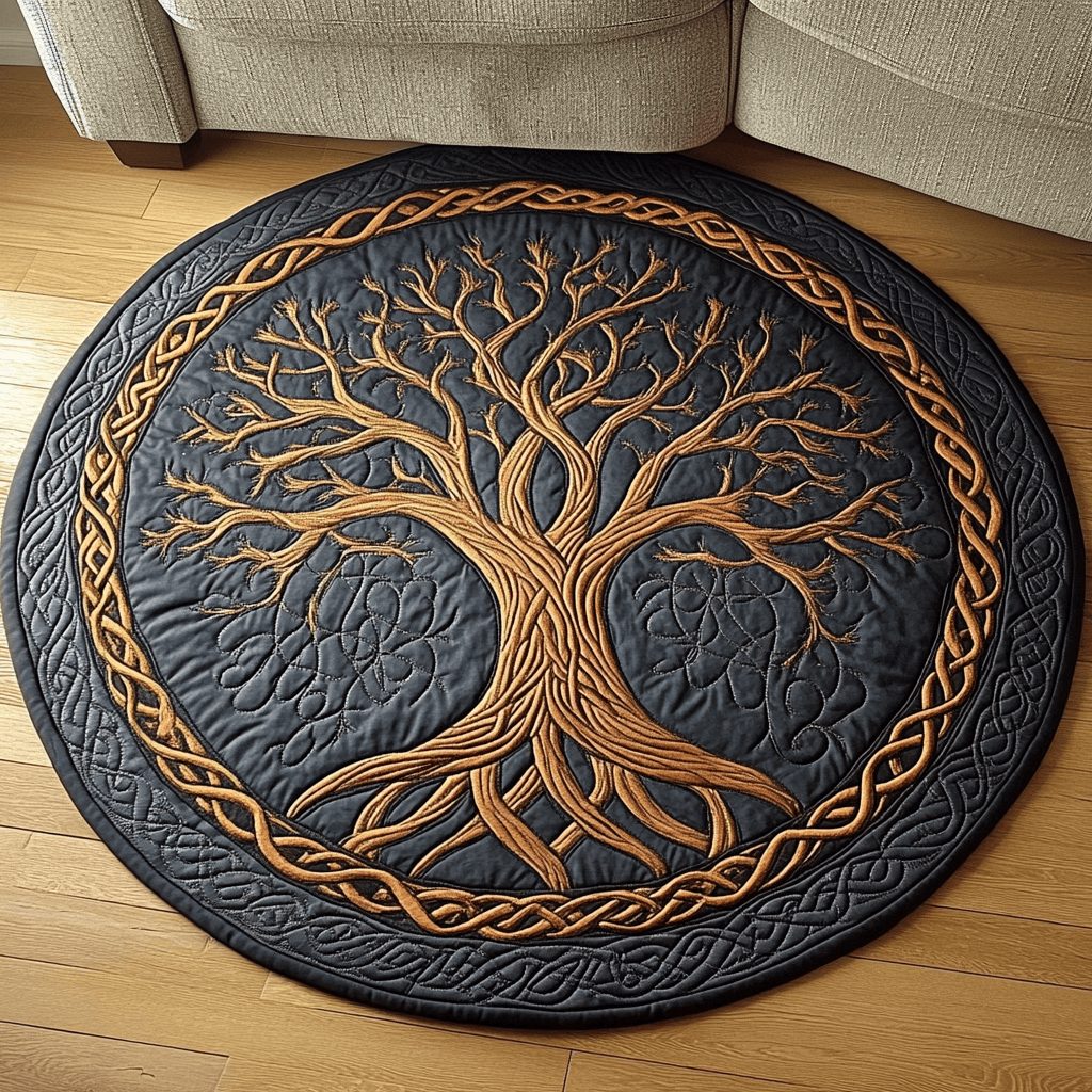 Amber Branches Quilted Round Mat NCU0NT3461