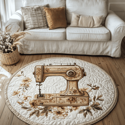Artistic Sewing Machine Quilted Round Mat NCU0DK7846