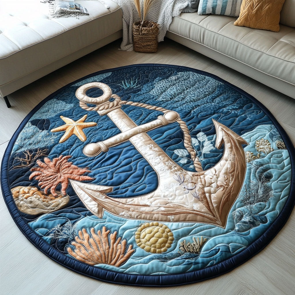 Anchored by the Sea Quilted Round Mat NCU0PT5814