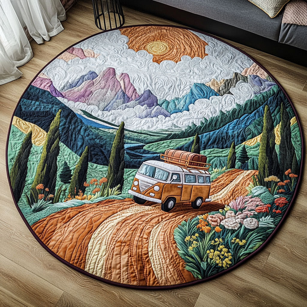 Adventure Road Quilted Round Mat NCU0PT4446