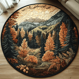 Autumn Woodland Majesty Quilted Round Mat NCU0DV5407
