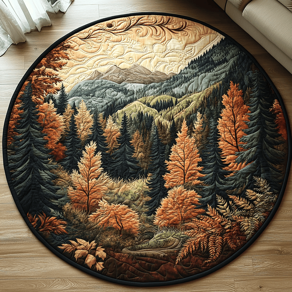 Autumn Woodland Majesty Quilted Round Mat NCU0DV5407