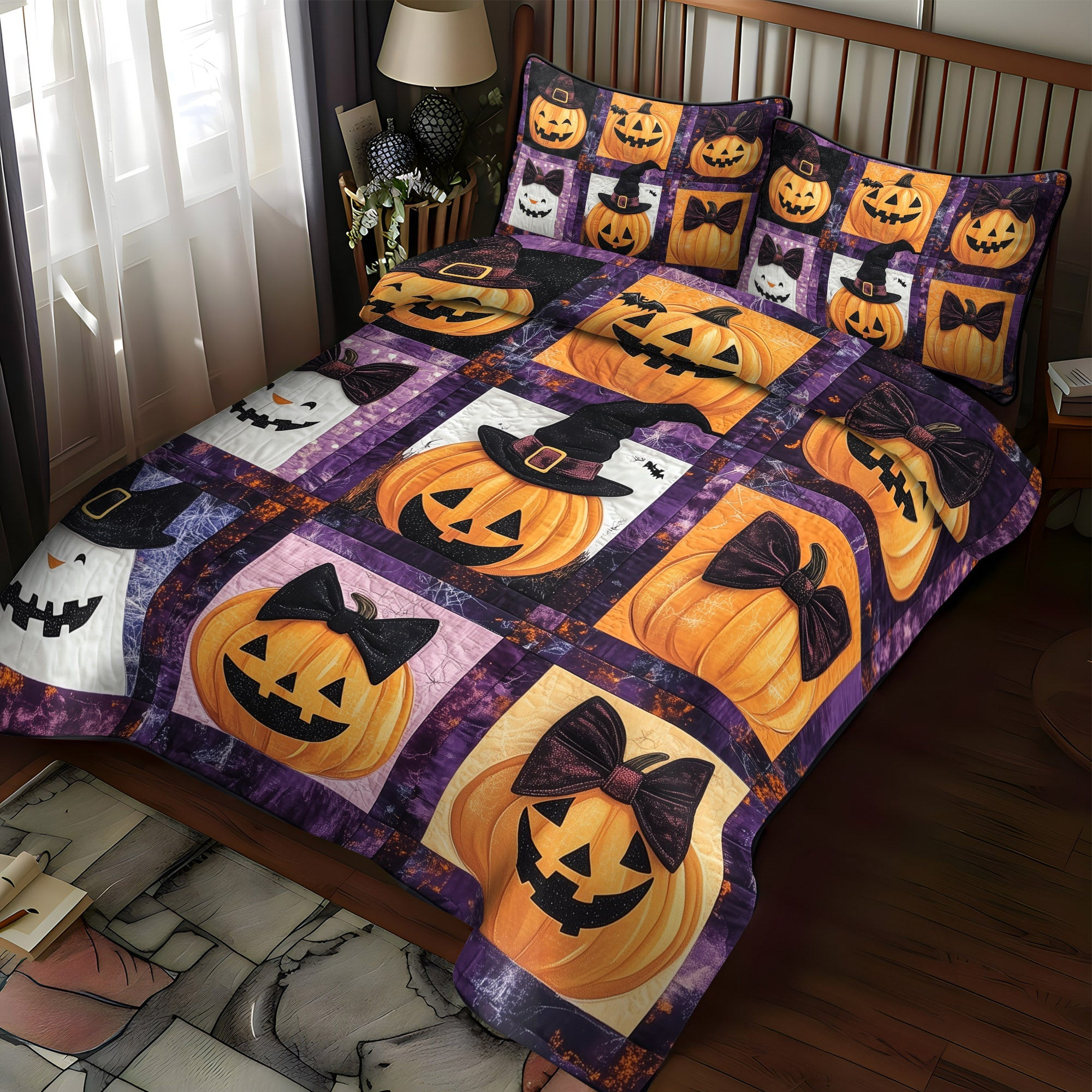 Haunted Halloween 3-Piece Quilted Bedding Set NCU0TL1226
