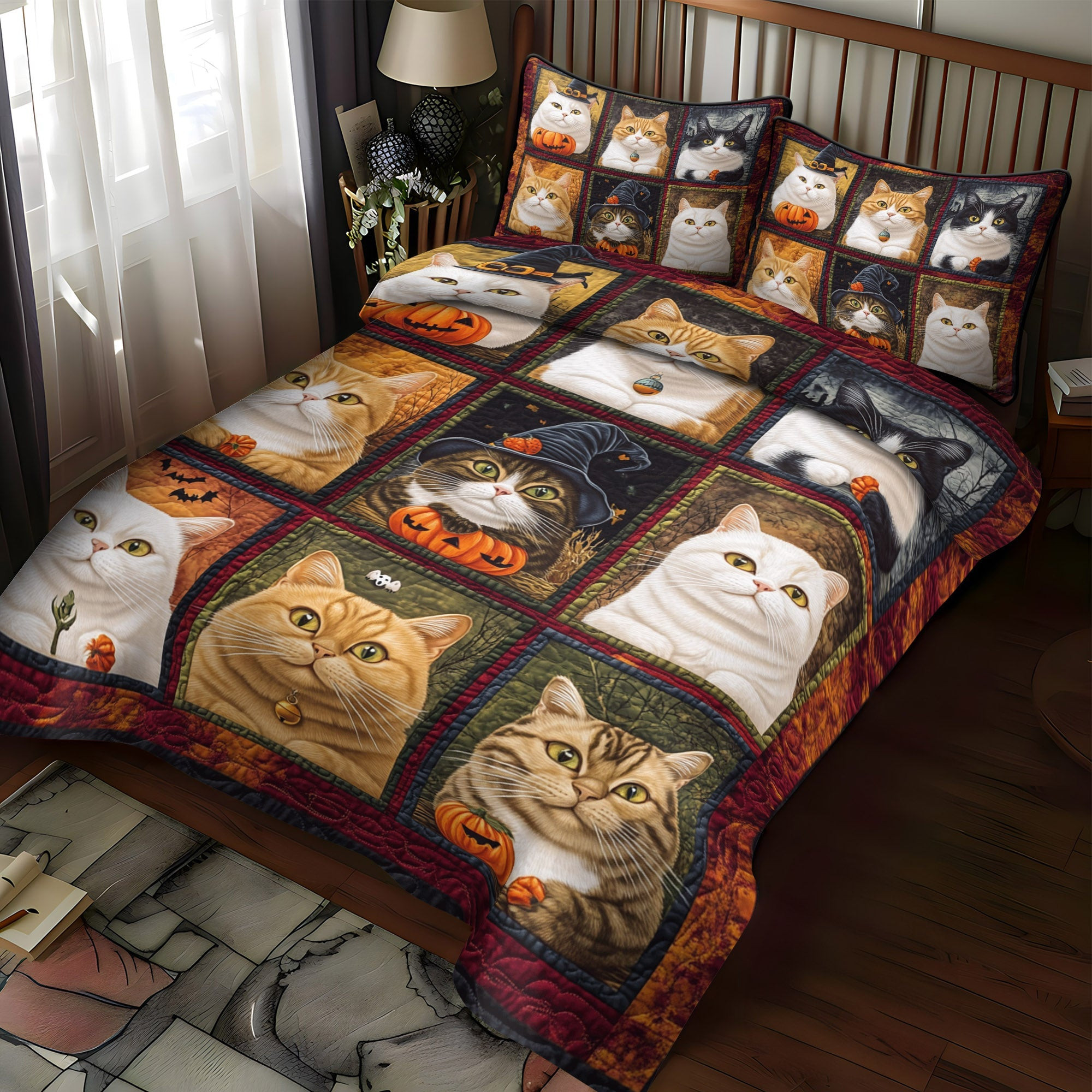 Pumpkin Paws 3-Piece Quilted Bedding Set NCU0TL1168
