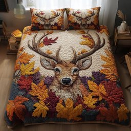 Autumn Deer 3-Piece Quilted Bedding Set GFTONT2951
