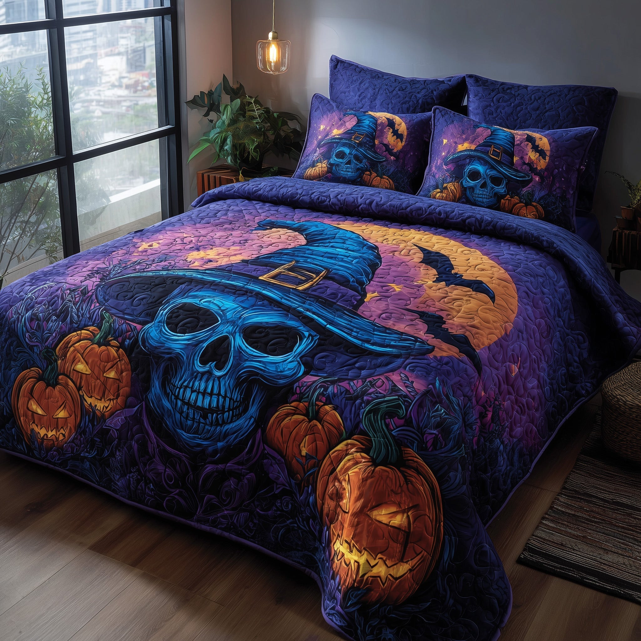 Halloween Night 3-Piece Quilted Bedding Set GFTOHD9961