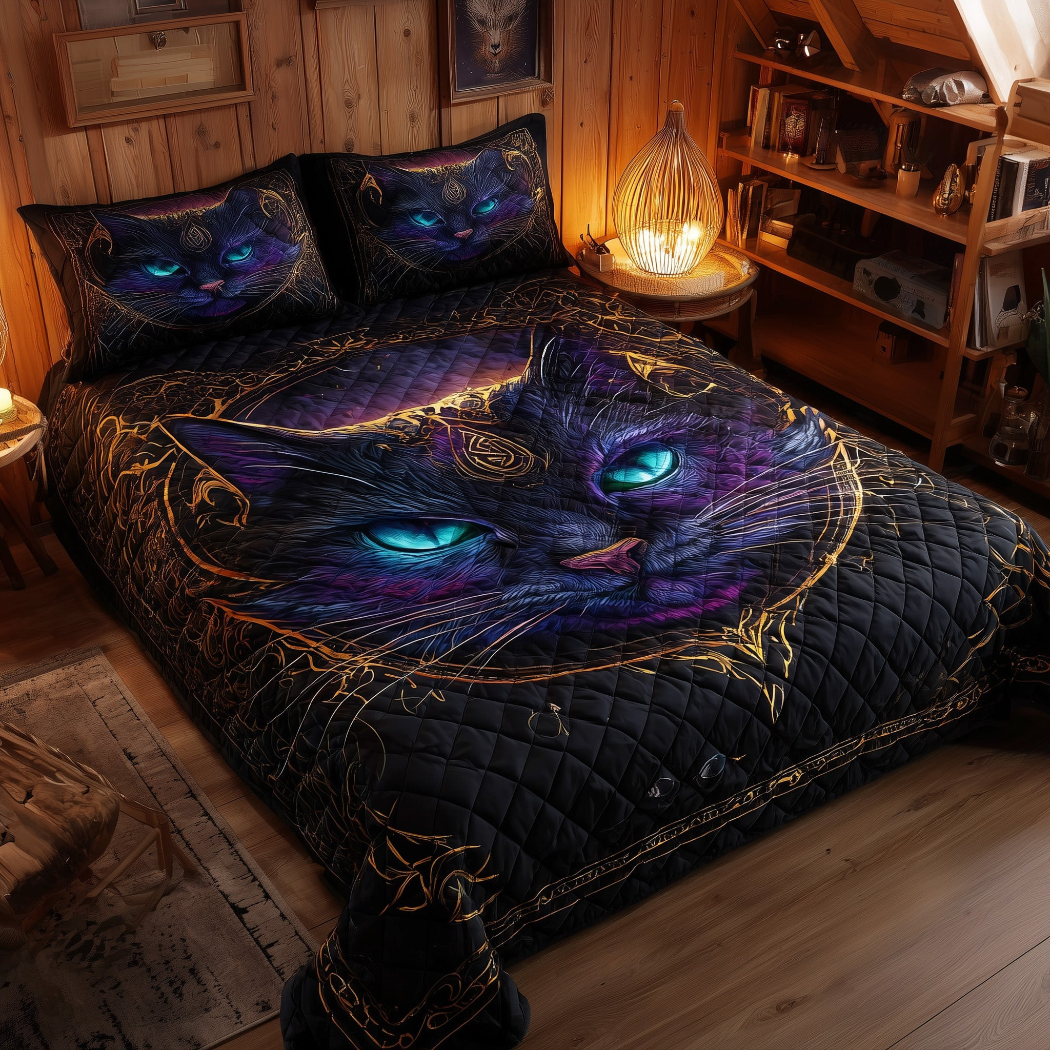 Powerful Cat 3-Piece Quilted Bedding Set GFTOTL4600