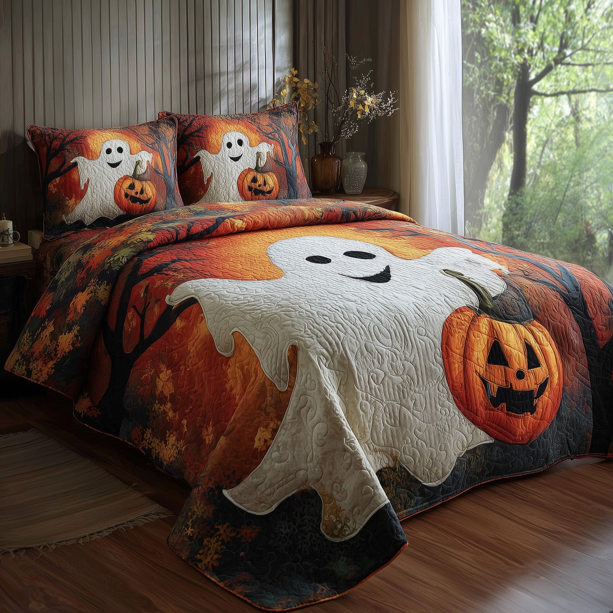 Halloween Night 3-Piece Quilted Bedding Set GFTOHD9959