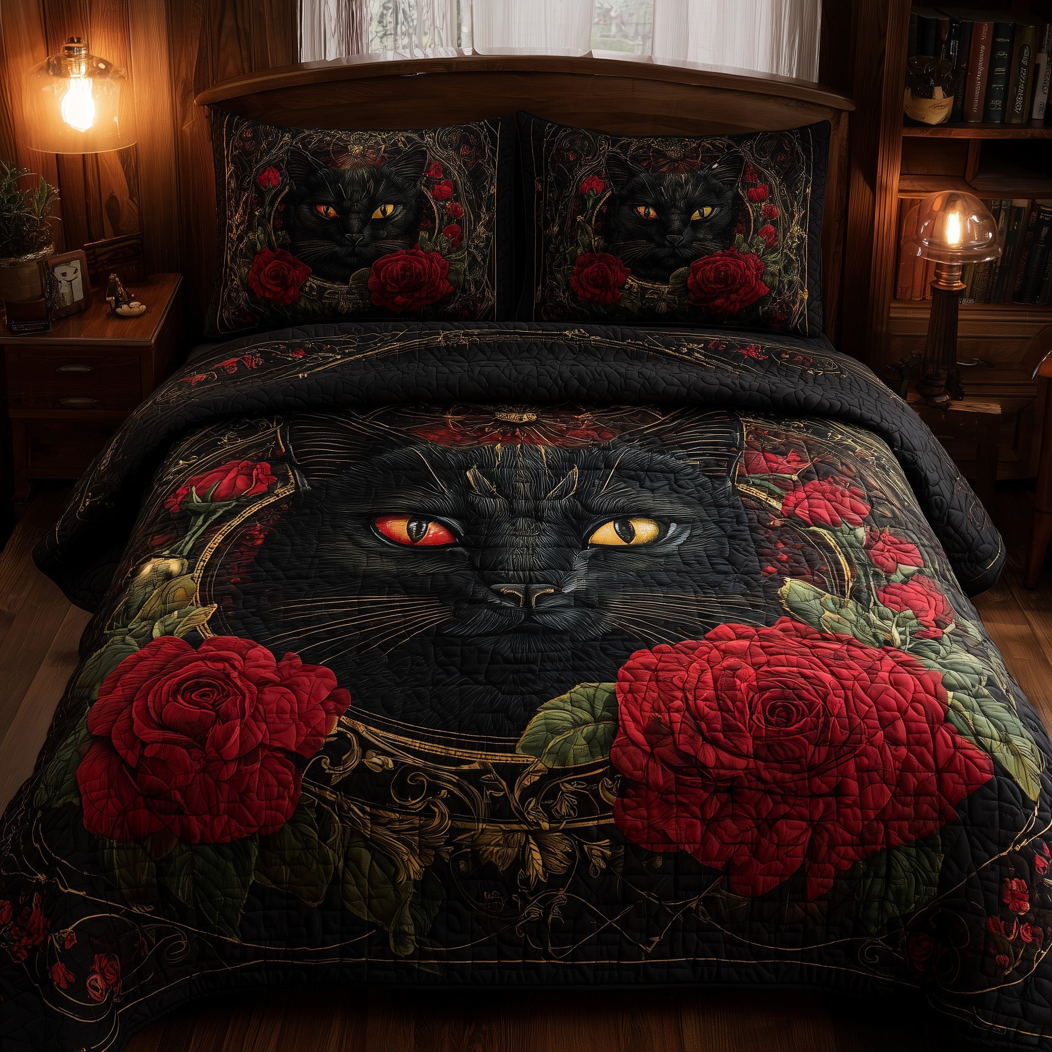 Powerful Cat 3-Piece Quilted Bedding Set GFTOTL4603