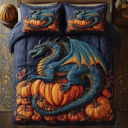 Pumpkin Dragon 3-Piece Quilted Bedding Set GFTOMA4292