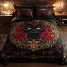 Powerful Cat 3-Piece Quilted Bedding Set GFTOTL4604
