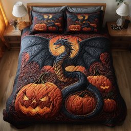 Pumpkin Dragon 3-Piece Quilted Bedding Set GFTOMA4294