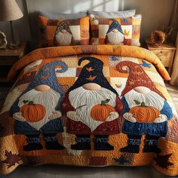 Autumn Gnome 3-Piece Quilted Bedding Set GFTONT2946