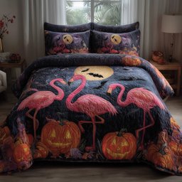Spooky Flamingo Haven 3-Piece Quilted Bedding Set GFTOHD9967