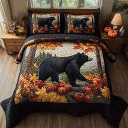 Rustic Fall Bear 3-Piece Quilted Bedding Set GFTOTP11601