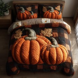 Cozy Pumpkin 3-Piece Quilted Bedding Set GFTONL6110