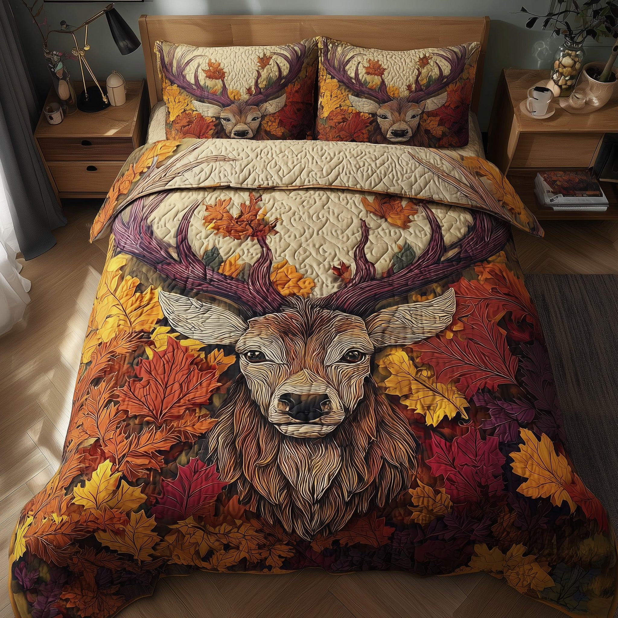 Autumn Deer 3-Piece Quilted Bedding Set GFTONT2952