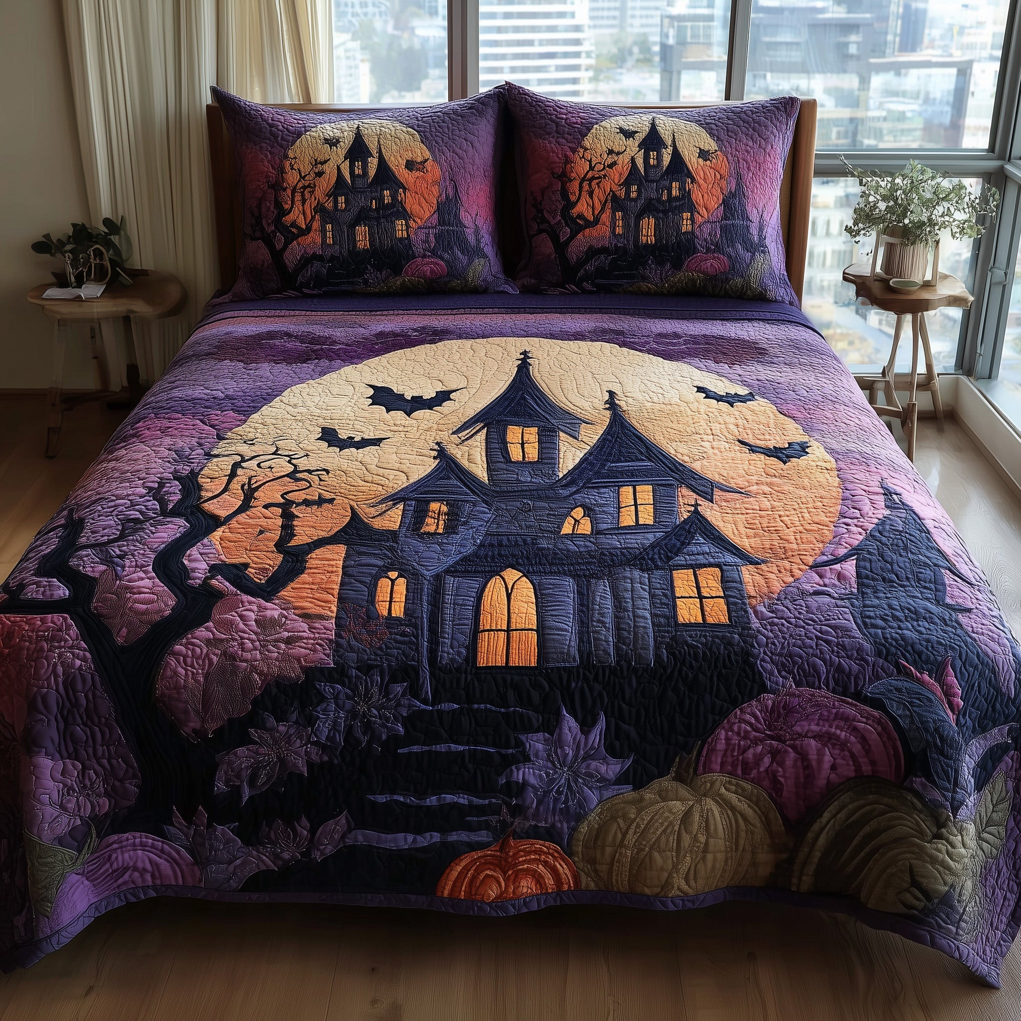 Haunted House 3-Piece Quilted Bedding Set GFTOHD9964