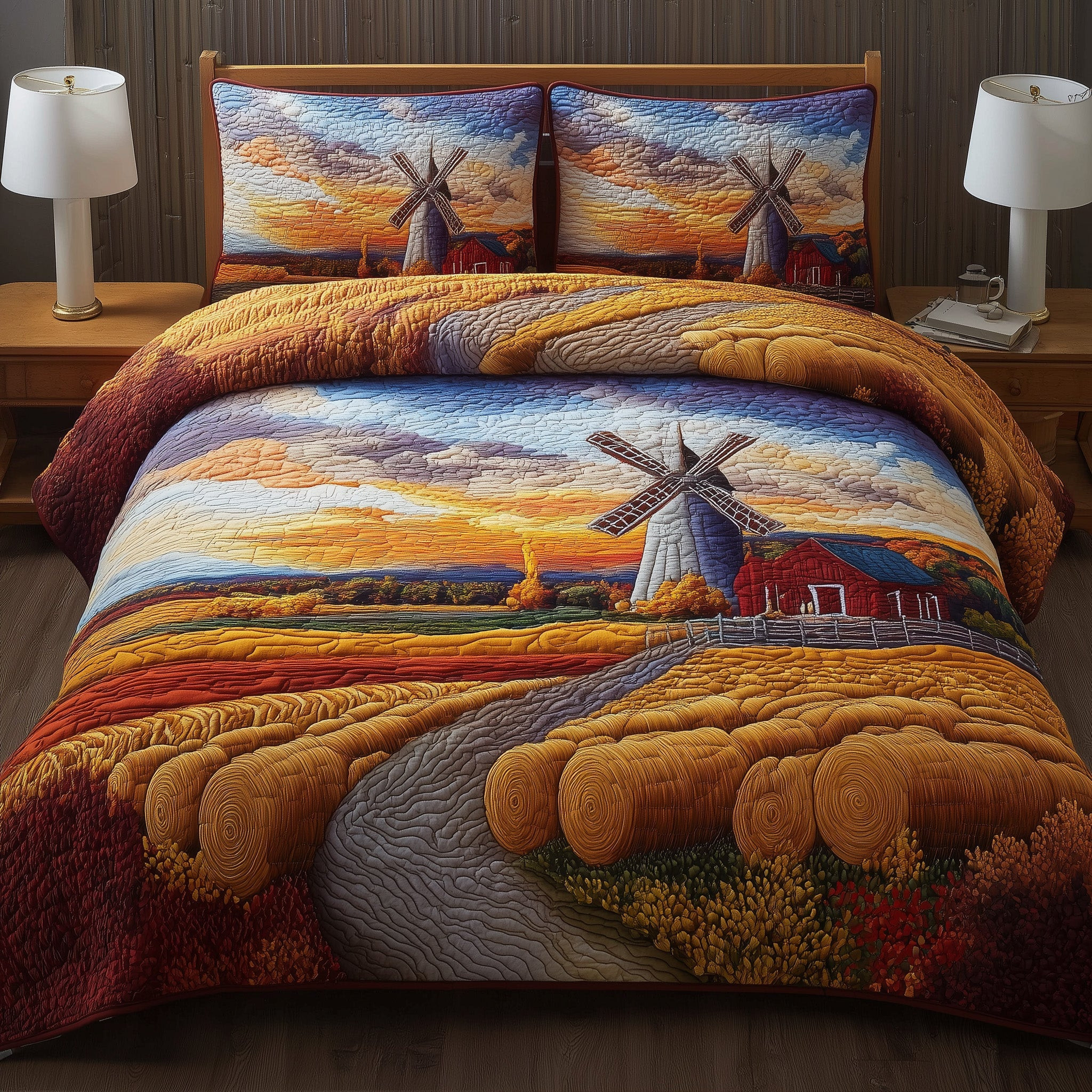 Golden Wheat Fields 3-Piece Quilted Bedding Set GFTOMA4231