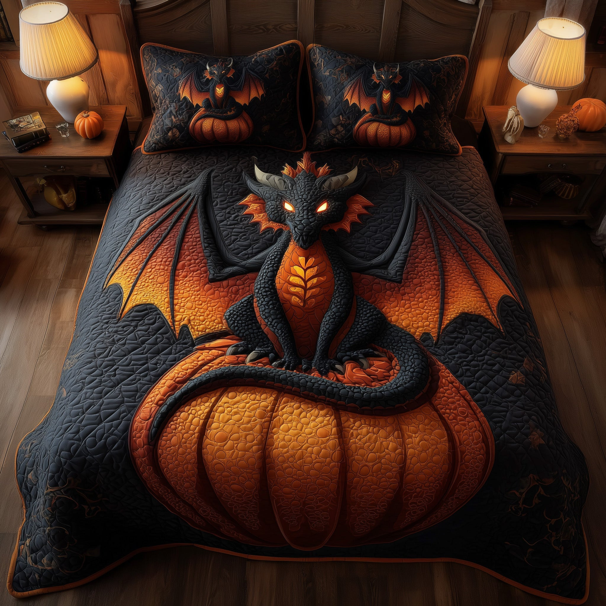 Nightfall Dragon 3-Piece Quilted Bedding Set GFTONT2934