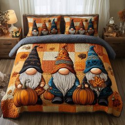 Autumn Gnome 3-Piece Quilted Bedding Set GFTONT2945
