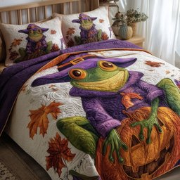 Frog Witch Halloween 3-Piece Quilted Bedding Set GFTOHD9921