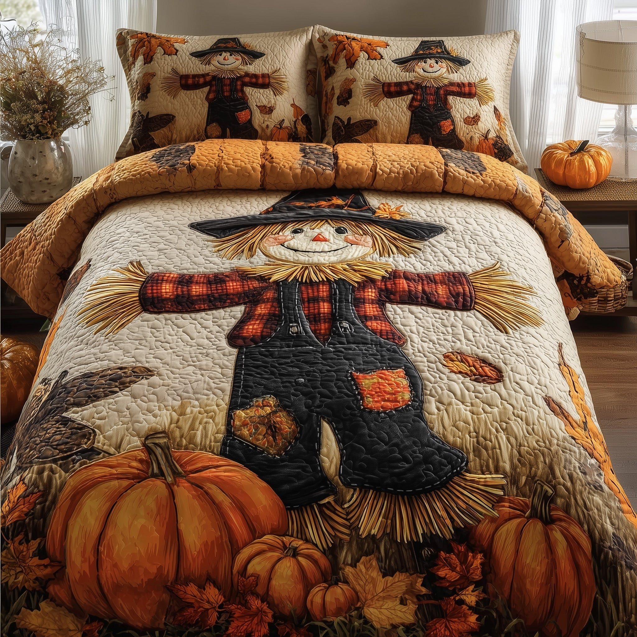 Autumn Scarecrow 3-Piece Quilted Bedding Set GFTOHD9916
