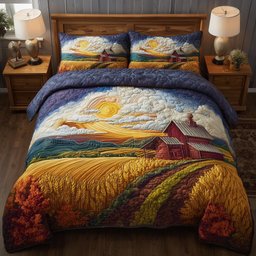 Golden Wheat Fields 3-Piece Quilted Bedding Set GFTOMA4229