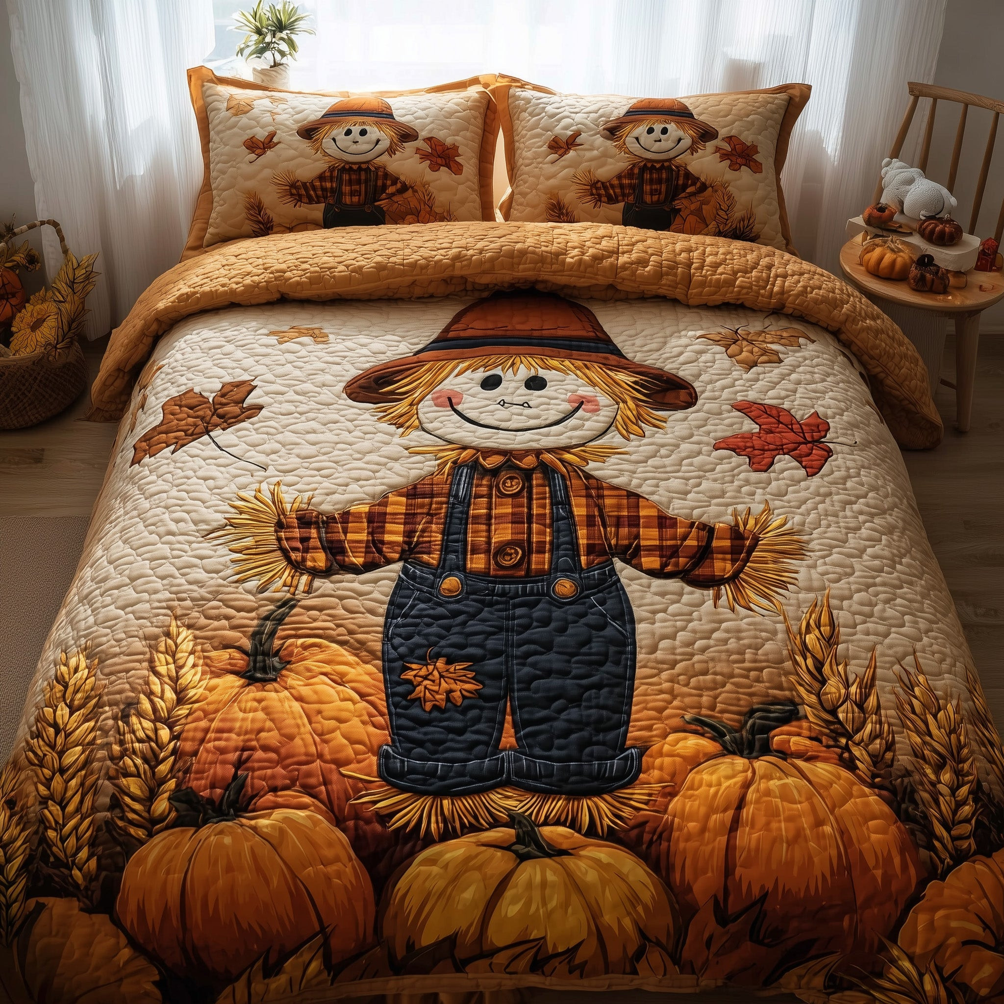 Autumn Scarecrow 3-Piece Quilted Bedding Set GFTOHD9917